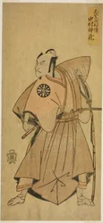 De Acteur Nakamura Nakazo I als Osada no Taro (?) in het Toneelstuk Ima o Sakari Suehiro Genji (?), Opgevoerd in het Nakamura Theater (?) in de Elfde Maand, 1768 (?)
