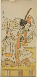 De Acteur Nakamura Nakazo I als Prins Takahiro in het Toneelstuk Date Nishiki Tsui no Yumitori, Uitgevoerd in het Morita Theater in de Elfde Maand, 1778
