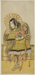 De Acteur Nakamura Nakazo I als Takechi Jubei Mitsuhide in het Toneelstuk Shusse Taiheiki, Opgevoerd in het Nakamura Theater in de Achtste Maand, 1775