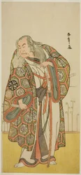 De Acteur Nakamura Nakazo I als de Zwaardmeester Takuma Genryu (?) in het Toneelstuk Edo no Fuji Wakayagi Soga (?), Opgevoerd in het Nakamura Theater (?) in de Eerste Maand, 1789 (?)