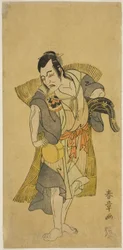 De Acteur Nakamura Utaemon I als Kudo Suketsune Vermomd als Bedelaar in het Stuk Soga Moyo Aigo no Wakamatsu, Opgevoerd in het Nakamura Theater in de Eerste Maand, 1769
