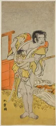 De acteur Otani Tomoemon I als Kasahari Hokkyo in het stuk Kazoe Uta Ta Ue Soga, uitgevoerd in het Nakamura Theater in de eerste maand, 1776