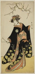 De acteur Segawa Kikunojo III als de geest van Joro-gumo (Hoer Spin) vermomd als de Maiko Tsumagiku (?), in het stuk Shitenno Tonoi no Kisewata (?), uitgevoerd in het Nakamura Theater (?) in de elfde maand, 1781 (?)