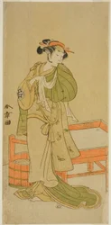 De Acteur Yamashita Kinsaku II als Moshio in het Toneelstuk Izu-goyomi Shibai no Ganjitsu, Opgevoerd in het Morita Theater in de Elfde Maand, 1772