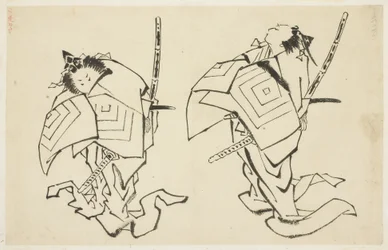 Danjuro V of VI, Kabuki Acteur, in Arigoto Rol (twee studies), ca. 1815-1849
