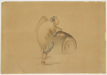 Man met Hamer die Vat Rolt, ca. 1850