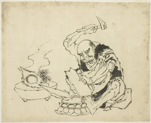 Zen Monnik Verbrandt Beeld van Boeddha (T