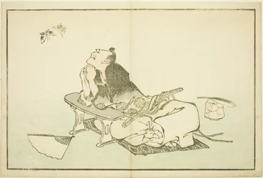 Een Filosoof die een Paar Vlinders Bekijkt, uit Het Prentenboek van Realistische Schilderijen van Hokusai