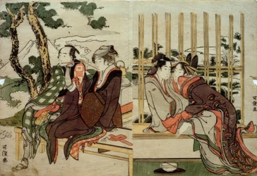 Azuma en Yogoro in de Oude Sneeuw. Koman en Yosaku in de Avondrood