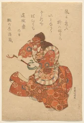 Bugaku-danser in een Genjōraku-rol