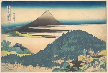 Kussenpijnboom bij Aoyama (Aoyama enza no matsu), uit de serie Zesendertig gezichten op de berg Fuji (Fugaku sanjūrokkei)