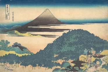 Kussenpijnboom in Aoyama, uit de serie Zesendertig gezichten op..., ca. 1830-32