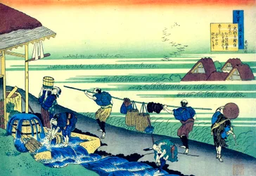 Uit de serie Honderd gedichten van honderd dichters: Minamoto no Tsunenobu, ca. 1830