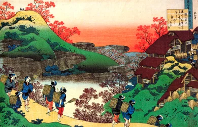Uit de serie Honderd gedichten van honderd dichters: Sarumaru Dayu, ca. 1830