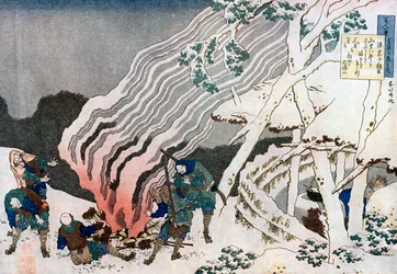Jagers bij een vuur in de sneeuw, ca. 1835