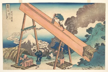 In de bergen van de provincie Tōtomi (Tōtomi sanchū), uit de serie „Zesendertig gezichten op de berg Fuji“ (Fugaku sanjūrokkei)