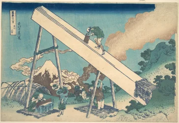 In de bergen van de provincie Tōtomi (Tōtomi sanchū), uit de serie „Zesendertig gezichten op de berg Fuji“ (Fugaku sanjūrokkei)