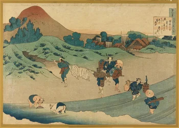 Jito Tenno (Arbeiders die stof verven), uit Hyakunin Isshu ubaga Etoki (De Honderd Gedichten uitgelegd door de Verpleegster)