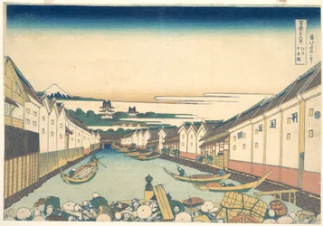 Nihonbashi in Edo (Edo Nihonbashi), uit de serie Zesendertig gezichten op de berg Fuji (Fugaku sanjūrokkei)