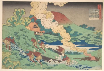 Gedicht van Kakinomoto Hitomaro, uit de reeks Honderd gedichten uitgelegd door de verpleegster (Hyakunin isshu uba ga etoki)