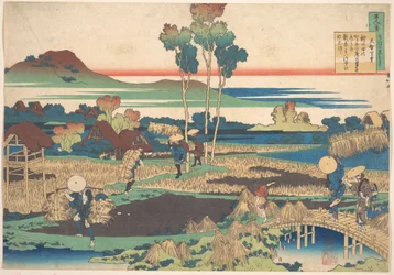 Gedicht van Tenchi Tennō, uit de reeks Honderd gedichten uitgelegd door de verpleegster (Hyakunin isshu uba ga etoki)