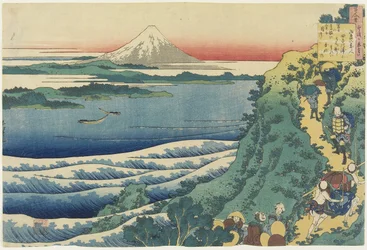 Gedicht van Yamabe no Akahito, uit Honderd Gedichten Verklaard door de Verpleegster, ca. 1839 (kleur houtsnede)