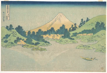 Weerspiegeling in het meer bij Misaka in de provincie Kai (Kōshū Misaka suimen), uit de serie Zesendertig gezichten op de berg Fuji (Fugaku sanjūrokkei)