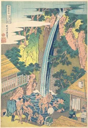 De Rōben-waterval bij Ōyama in de provincie Sagami (Sōshū Ōyama Rōben no taki), uit de serie „Een rondreis langs watervallen in verschillende provincies“ (Shokoku taki meguri)