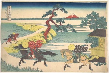 Het dorp Sekiya aan de Sumida-rivier (Sumidagawa Sekiya no sato), uit de serie Zesendertig gezichten op de berg Fuji (Fugaku sanjūrokkei)