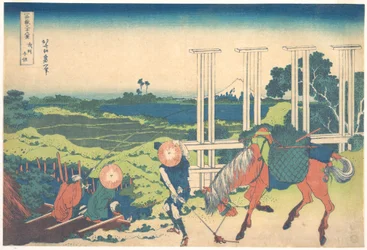 Senju in de provincie Musashi (Bushū Senju), uit de serie „Zesendertig gezichten op de berg Fuji“ (Fugaku sanjūrokkei)