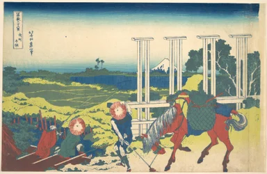 Senju in de provincie Musashi (Bushū Senju), uit de serie „Zesendertig gezichten op de berg Fuji“ (Fugaku sanjūrokkei)