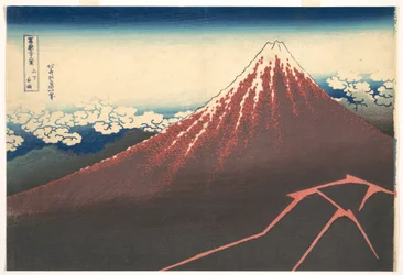 Storm onder de berg Fuji (Sanka no haku u), uit de serie Zesendertig gezichten op de berg Fuji (Fugaku sanjūrokkei)