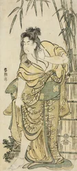 De acteur Ichikawa Komazo als een vrouw met verward haar, ca.1791