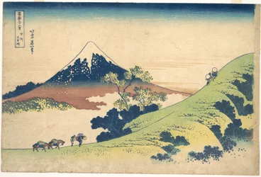 De Inume-pas in de provincie Kai (Kōshū Inume tōge), uit de serie „Zesendertig gezichten op de berg Fuji“ (Fugaku sanjūrokkei)