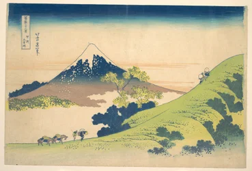 De Inume-pas in de provincie Kai (Kōshū Inume tōge), uit de serie „Zesendertig gezichten op de berg Fuji“ (Fugaku sanjūrokkei)