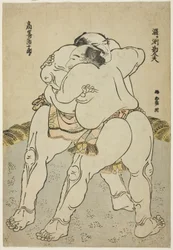 De Sumo Worstelaars Uzugafuchi Kandayu en Takasaki Ichijuro