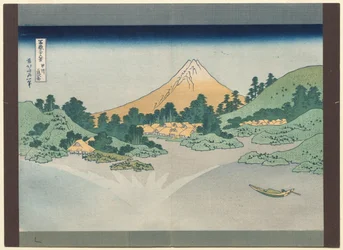 Zesendertig Zichten op de Berg Fuji: Het oppervlak van het Meer Misaka in de provincie Kai, vroege jaren 1830