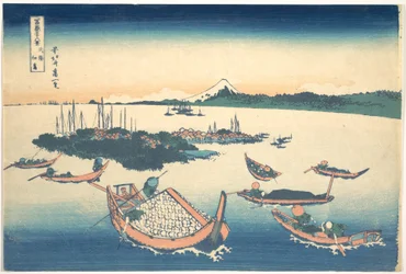 Tsukudajima in de provincie Musashi (Buyō Tsukudajima), uit de serie Zesendertig gezichten op de berg Fuji (Fugaku sanjūrokkei)