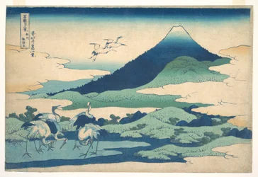 „Het landhuis Umezawa in de provincie Sagami”, uit de serie „Zesendertig gezichten op de berg Fuji“ (Fugaku sanjūrokkei, Sōshū Umezawa zai)