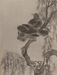 Twee vogels op een tak, ca. 1887