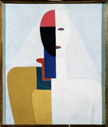 Vrouwentorso. Schilderij van Kazimir Severinovich Malevich (Malevich, Malevic) (1878-1935), olieverf op hout. Russische kunst, 20e eeuw, avant-garde, suprematisme, constructivisme. Staats Russisch Museum, Sint-Petersburg.