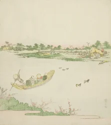 Een Veerboot die de Sumida Rivier Oversteekt