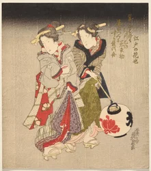 Fukagawa courtisane en een dienstmeid 