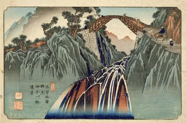 Inagawa brug bij Nojiri, gepubliceerd door Hoeido en Kinjudo, late jaren 1830