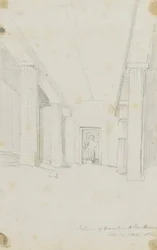 Interieur van opgravingen in Beni Hassan, Egypte