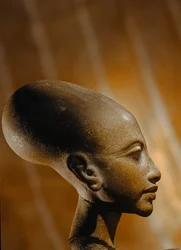 Samengesteld stenen hoofd van een prinses uit Amarna, een uitgebreide Egyptische archeologische..., 2009 (foto)