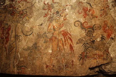 Maya; Maya Muurschilderingen; San Bartolo; Guatemala; Dr. Bill Saturno, 2005 (foto)