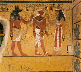 Wandschildering in het graf van koning Toetanchamon; Egypte; Nieuwe Rijk; Toetanchamon; vallei, 2003