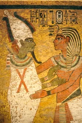 Muurschildering in het graf van Koning Toetanchamon; Egypte; Nieuwe Koninkrijk; Toetanchamon; Vallei der Koningen