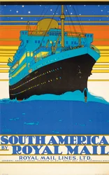 Poster die Zuid-Amerika adverteert door Royal Mail Lines